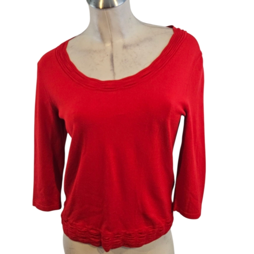 Lafayette 148 New York Size M Vibrant Red Knit Top